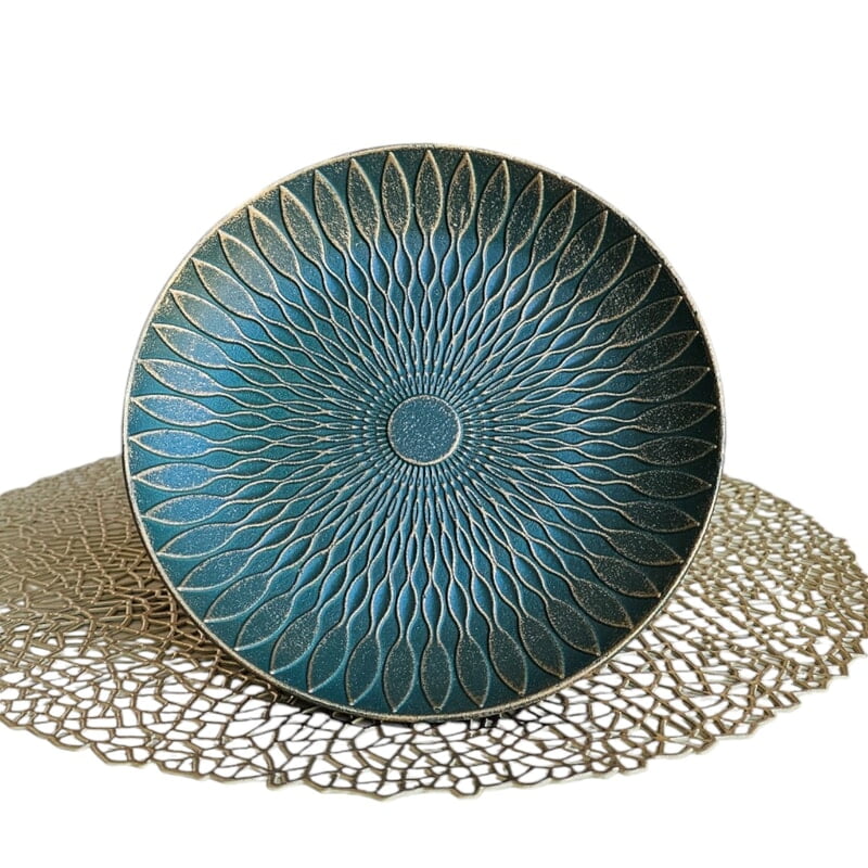 Green and Gold MDF Wall Art Plate