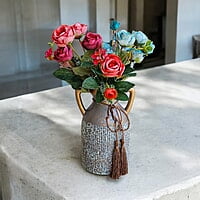 Grey Antique Ceramic Vase with Tassels and Double Handles Grey Antique Ceramic Vase with Tassels and Double Handles