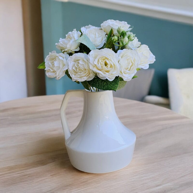 White Ceramic Vase with Handle White Ceramic Vase with Handle