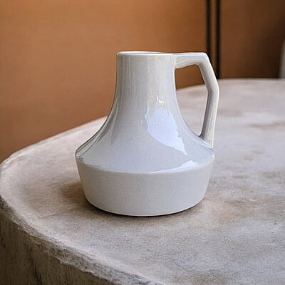 Grey Ceramic Vase with Handle